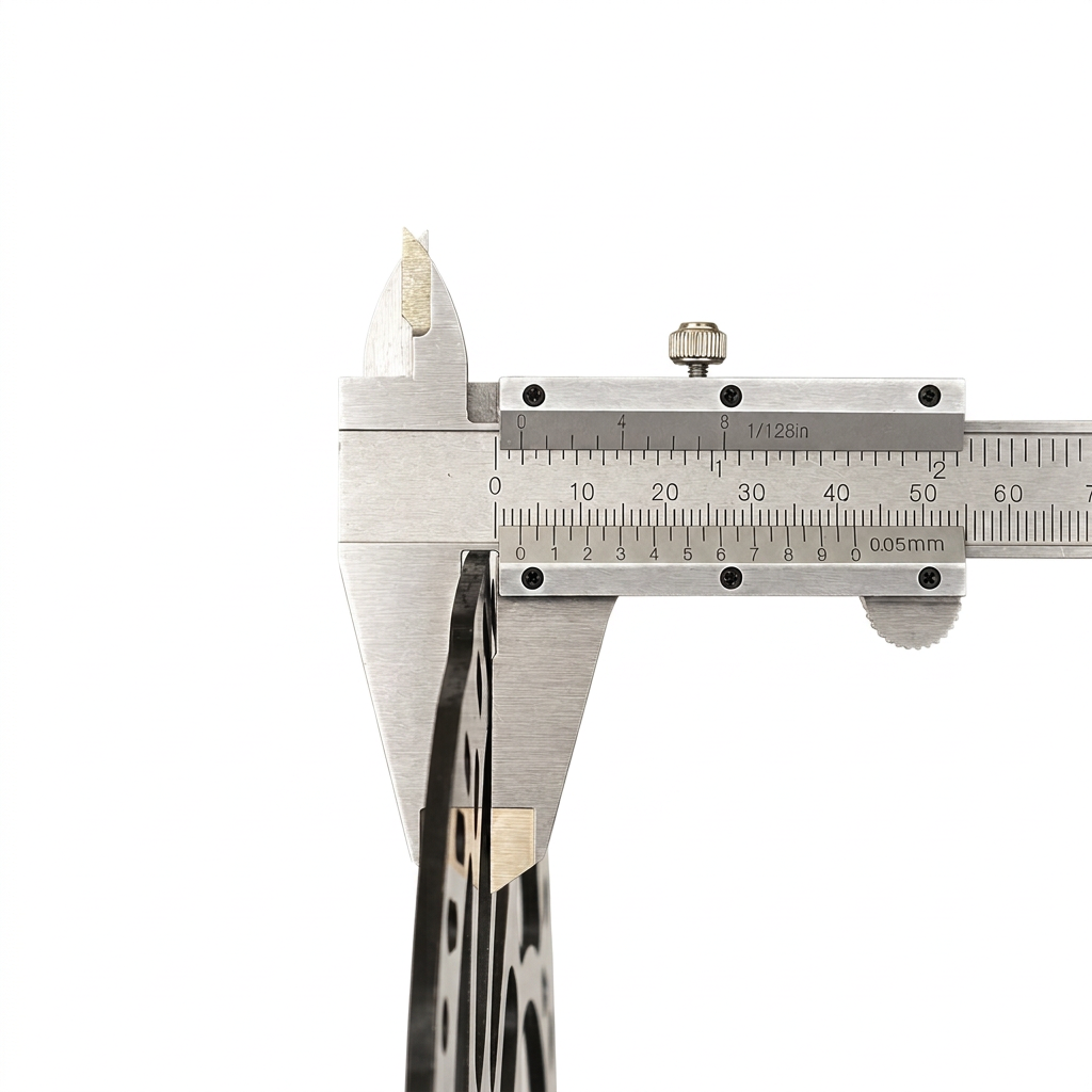 E-Stop 01 rotor thickness measurement on white background